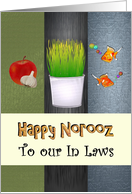 Norooz Greetings for In Laws Fish Apple Garlic and Sabzeh card