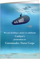 Party invite, custom name and rank US Navy, submarine surfacing card