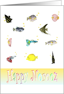 Norooz for Uncle Colorful Tropical Fish Blowing Heart Shaped Bubbles card