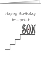 Birthday for Stepson A Play on Word and Line Illustration card