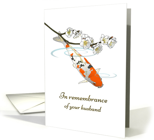 Remembering Your Husband Koi Swimming Underneath Plum Blossoms card