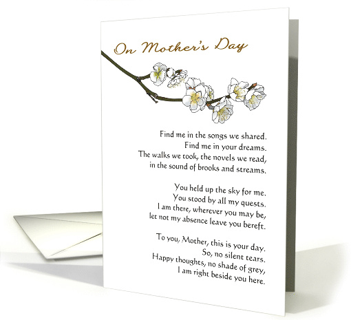 From Daughter in Heaven for Mom on Mother's Day Poem and Blossoms card