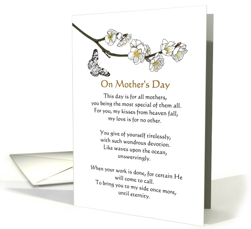 From Husband in Heaven to Wife on Mother's Day Poem and Butterfly card