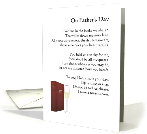From Son in Heaven for Dad on Father's Day Book and a Toast Poem card