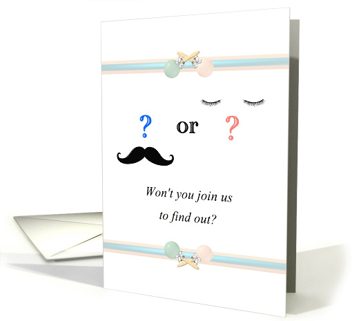 Baby Gender Reveal Party Invitation Lashes Or Staches card (1518088)