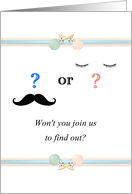 Baby Gender Reveal Party Invitation Lashes Or Staches card