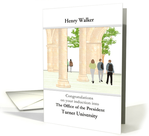 Induction into university office of the president, customizable card
