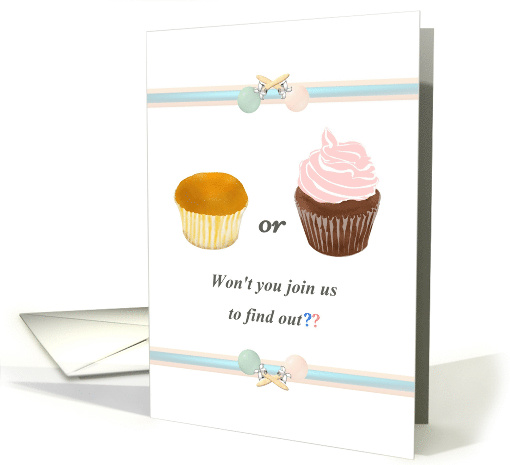 Baby Gender Reveal Party Invitation Studmuffin Or Cupcake card