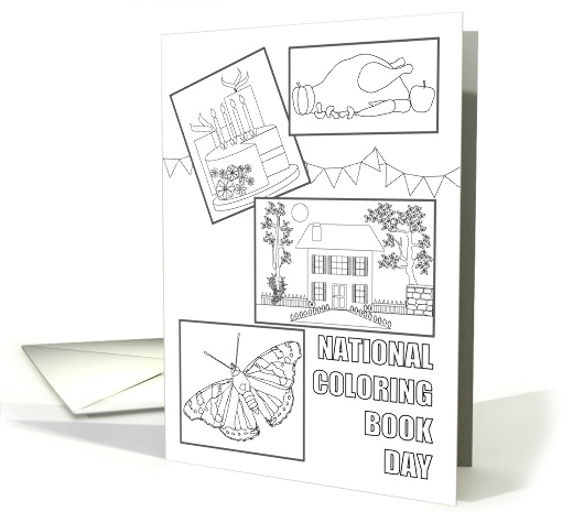 National Coloring Book Day Lots of Pictures for Coloring card