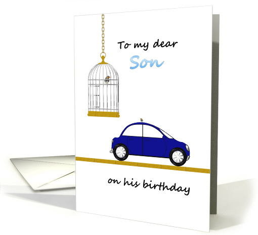 Birthday Incarcerated Mom to Son Bird in Birdcage Bird on... (1521466)