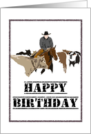 Cutting Horse And Rider In Action Birthday card