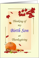 Thanksgiving for Birth Son Fall Foliage Pumpkin Corn and Apples card