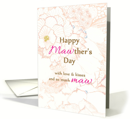 Mother's Day Soft Pink and White Floral Sketch for Maw Maw card
