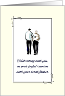 Joyful Reunion with Birth Father Two Men Walking Together card