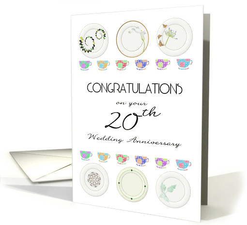 20th China Wedding Anniversary Pretty China Plates and Cups card
