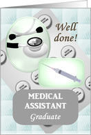 Medical Assistant Graduate Stethoscope Syringe and Pills card
