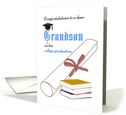 Grandson College Graduation Certificate Stack of Books... (1528048)