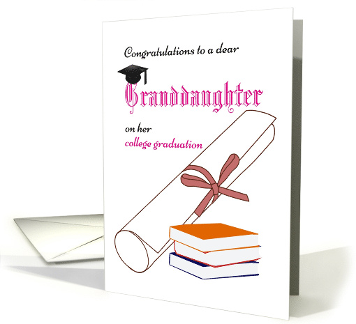 Granddaughter College Graduation Certificate Books Graduate Cap card