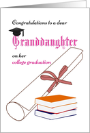 Granddaughter College Graduation Certificate Books Graduate Cap card