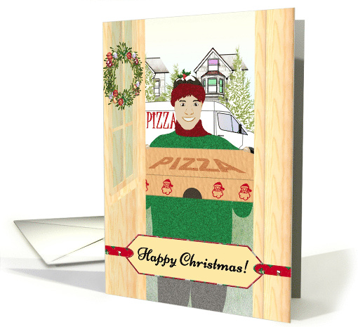 Christmas For Pizza Delivery Driver Cheerful Guy With... (1529626)