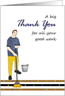 Thank You to Great Cleaner Guy with Mop and Bucket card