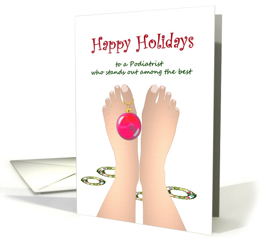 Happy Holidays for Podiatrist Pink Bauble Hanging from Big Toe card