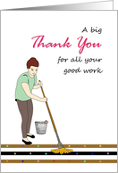 Thank You to Great Cleaner Lady with Mop and Bucket card