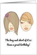 Birthday for hairdresser, the long and short of it, have a great day card