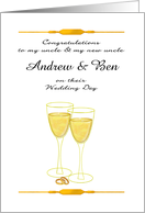 Custom Wedding Congratulations Gay Uncle Gold Rings and Champagne card