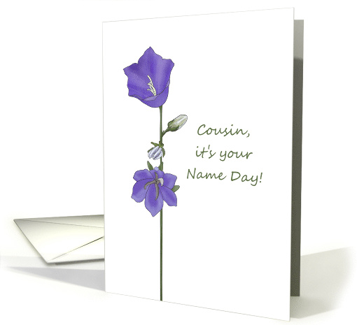 Name Day for Cousin Pretty Campanula Flowers card (1532538)