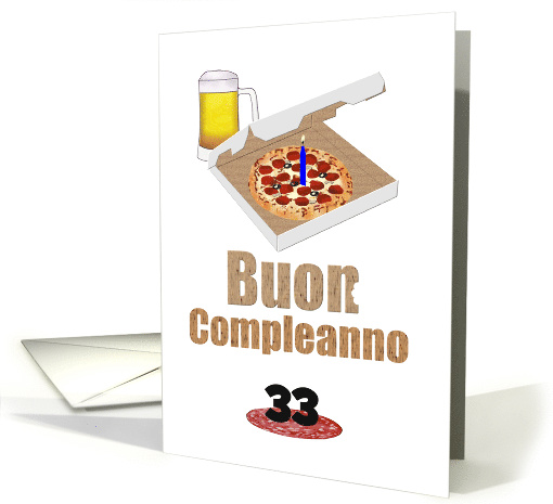 Buon Compleanno Birthday in Italian Candle on Pizza Custom Age card