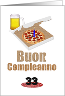 Buon Compleanno Birthday in Italian Candle on Pizza Custom Age card