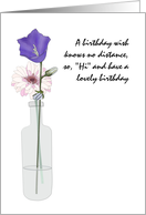 Birthday for Estranged Mother Gerbera and Campanula Flowers in Bottle card