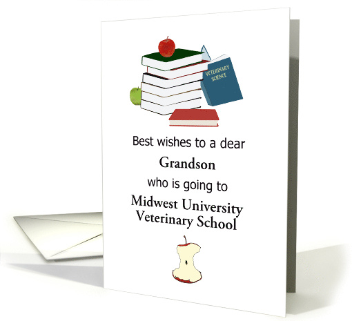 Books and Apples Going to University Veterinary School Custom card