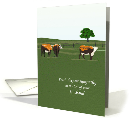 Sympathy on Loss of Husband Cows Grazing in Open Fields card (1536746)
