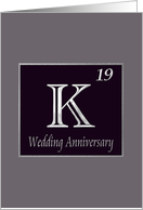 19th Wedding Anniversary Expression of Potassium in its Chemical Form card