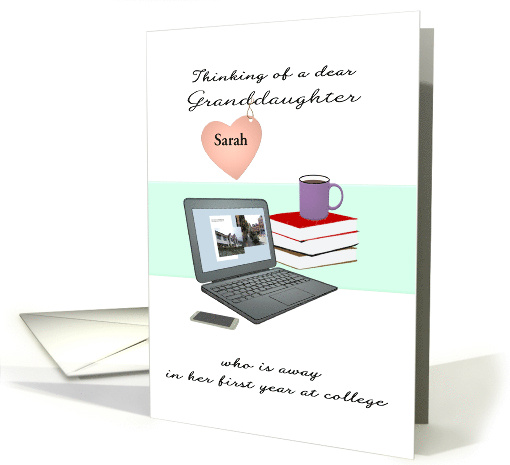 Thinking of Granddaughter 1st Year at College Laptop Custom card