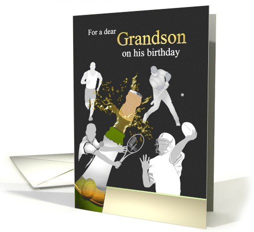 Adult Grandson Birthday Football Tennis Baseball Running Sports card