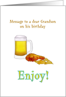 Adult Grandson Birthday Fried Chicken Corn Chips Beer card