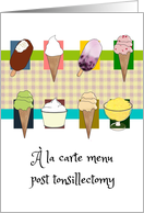 Get Well From Tonsillectomy Surgery Selection of Iced Treats card