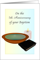 Custom Year Baptism Anniversary Bible Candle and Bowl of Water card