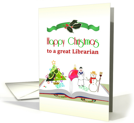Christmas for Librarian, Open Book with Christmas Icon Pop-ups card