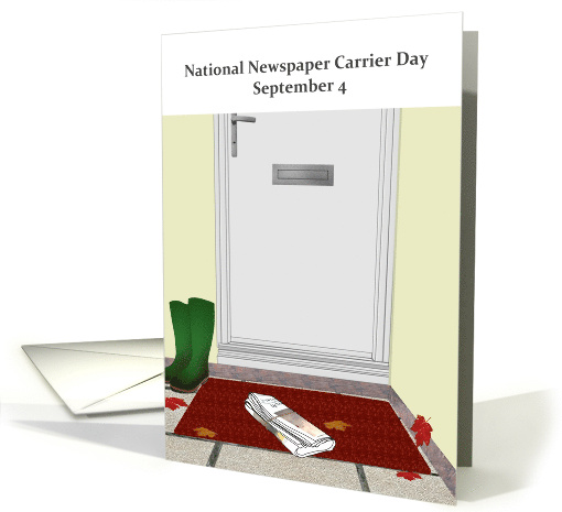 National Newspaper Carrier Day Rolled Up Papers on Front Doormat card