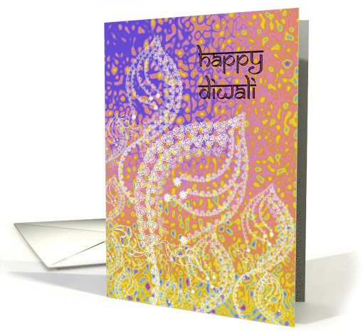 1st Diwali as Newlyweds Swirling Florals on Abstract Background card