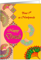 1st Diwali as Newlyweds, Abstract Florals in Vibrant and Soft Colors card