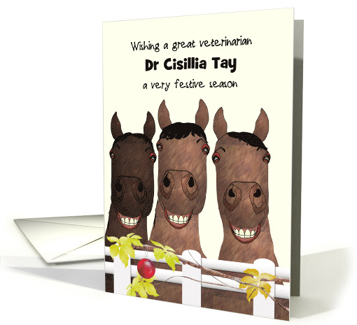 Custom Happy Holidays Veterinarian Three Happy Horses... (1549164)