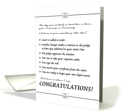 New Lawyer's Swearing In Ceremony, Condensed Steps of Ceremony card