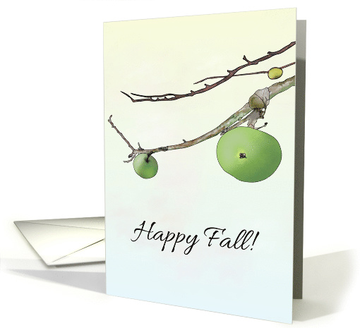 Happy Fall, Last of Apple Harvest on Bare Branches Autumnal Sky card