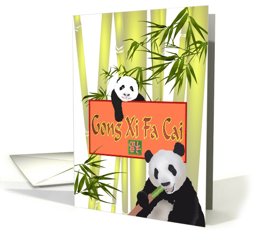 Chinese New Year Cute Pandas in Bamboo Grove card (1549702)