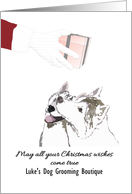 Dog Grooming Business to Clients Dogs Looking at Santa with Gift card